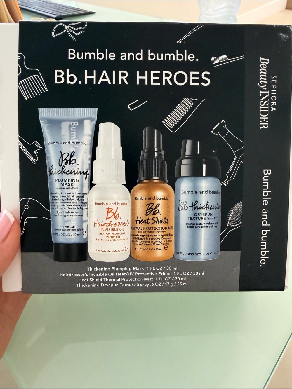 Bumble and bumble Bb. HAIR HEROES Set — Black Box with Blue, White, Gold Bottles